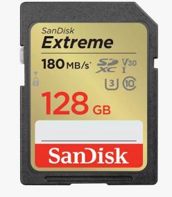 SDXC 128GB SANDISK EXTREME, 180/90MB/s, UHS-I, C10, U3, V30 - SDSDXVA-128G-GNCIN
