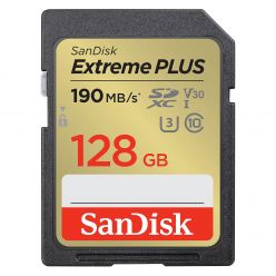 SDXC 128GB SANDISK EXTREME PLUS, 190/90MB/s, UHS-I, C10, U3, V30 - SDSDXWA-128G-GNCIN