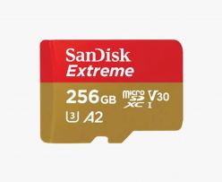 SDXC SANDISK MICRO 256GB EXTREME, 190/130MB/s, A2, UHS-I, C10, V30, U3, adattatore - SDSQXAV-256G-GN6MA