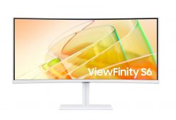 Monitor SAMSUNG 34" S65TC ViewFinity S6 curvo, VA, 3440x1440, HDMI,DP, USB, Thunderbolt, bianco - LS34C650TAUXEN