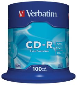 CD-R VERBATIM 52x 700MB 80 MIN DATALIFE EXTRA PROTECTION CAMPANA 100PZ 43411