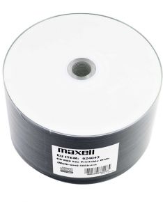 Maxell CD-R 80min 52x Inkjet White – Confezione da 50 pezzi in Shrink Pack, supporti vergini per masterizzazione e stampa personalizzata 624043